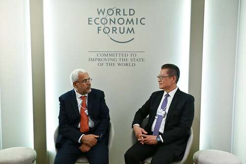 Hong Kong's Financial Secretary Paul Chan has joined world leaders in Davos, Switzerland (Jan 19) for the World Economic Forum (WEF). Mr Chan kicked off his visit by meeting the Minister of Economy of the Sultanate of Oman, H.E. Dr Said Mohammed Al-Saqri to discuss ways to deepen mutual cooperation in areas such as finance, trade, green transformation and industrial development. Mr Chan also attended the welcome reception of the 56th Annual Meeting of the WEF.  https://www.info.gov.hk/gia/general/202601/20/P2026012000077.htm  #hongkong #brandhongkong #asiasworldcity #FinancialServices #WEF