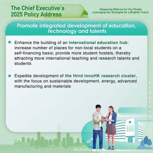 BREAKING: The #policyaddress2025 aims to promote integrated development of education, technology and talents with measures to enhance an international education hub, expedite development of the third InnoHK research cluster, promote development of a low-altitude economy ecosystem and intellectual property financing. www.policyaddress.gov.hk #hongkong #brandhongkong #asiasworldcity #policyaddress2025 #PA2025 #internationaleducationhub #lowaltitudeeconomy #intellectualproperty