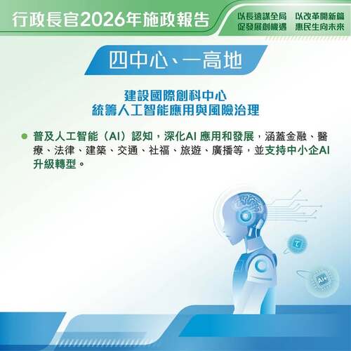 最新消息：行政長官李家超今日（9月16日）發表 #施政報告2026，公布多項措施建設國際創科中心，聚焦人工智能發展，包括統籌人工智能應用及風險管理，推進低空經濟生態圈發展，布局前沿科技發展，支持航天等發展，並強化國際教育樞紐地位。聯合國工業發展組織(UNIDO)將在香港設置亞太區首個全球先進製造卓越中心。 www.policyaddress.gov.hk #香港 #香港品牌 #亞洲國際都會 #施政報告2026 #施政報告 #國際創科中心 #人工智能 #低空經濟 #國際教育樞紐