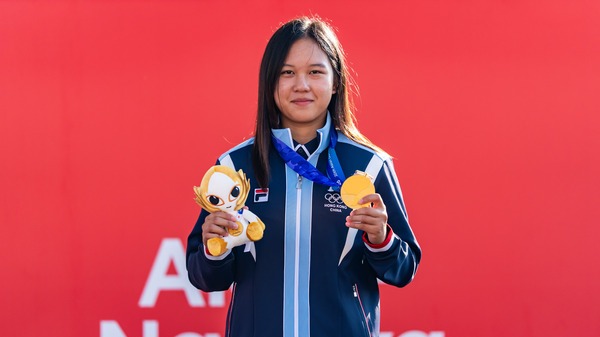 The 20th Asian Games – Cheung Tsz-yuet wins gold medal in the Girls' Windsurfing iQFoil (2026) Photo: Sports Federation & Olympic Committee of Hong Kong, China
