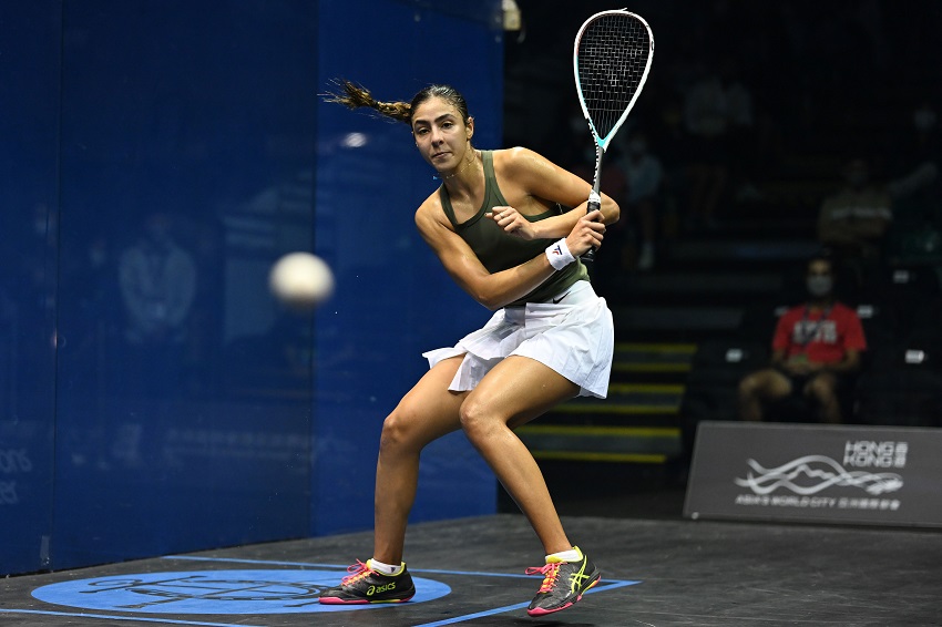 Hania El Hammamy beat women’s World Champion Nour El Sherbini by 3-2 in 89 minutes.