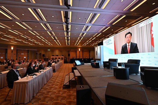 Legal hub: CE John Lee speaks at the Asia-Pacific Private International Law Summit as part of HK Legal Week 2022.