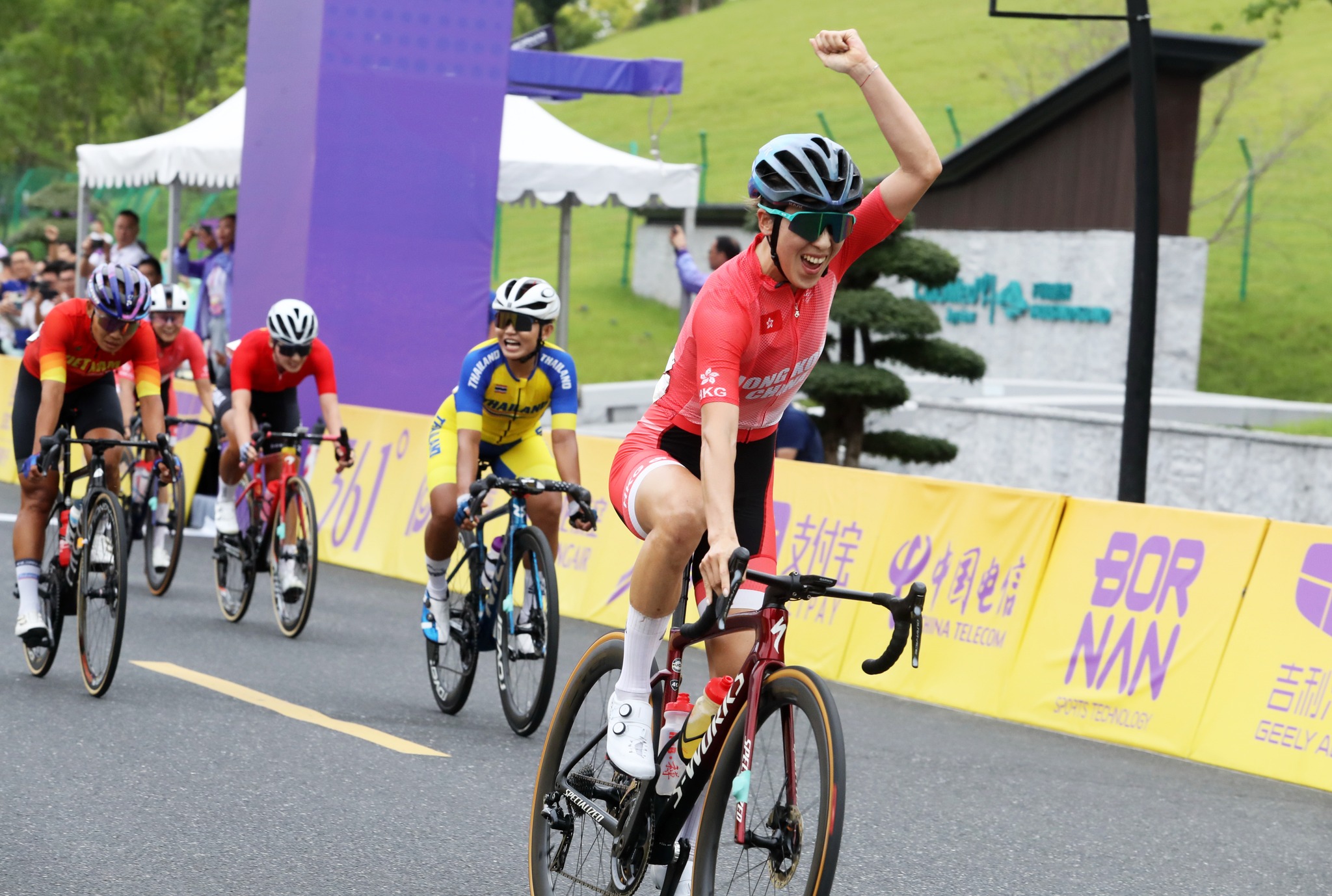 Yang Qianyu wins Hong Kong's first ever gold medal in the women’s cycling road race. (2023)