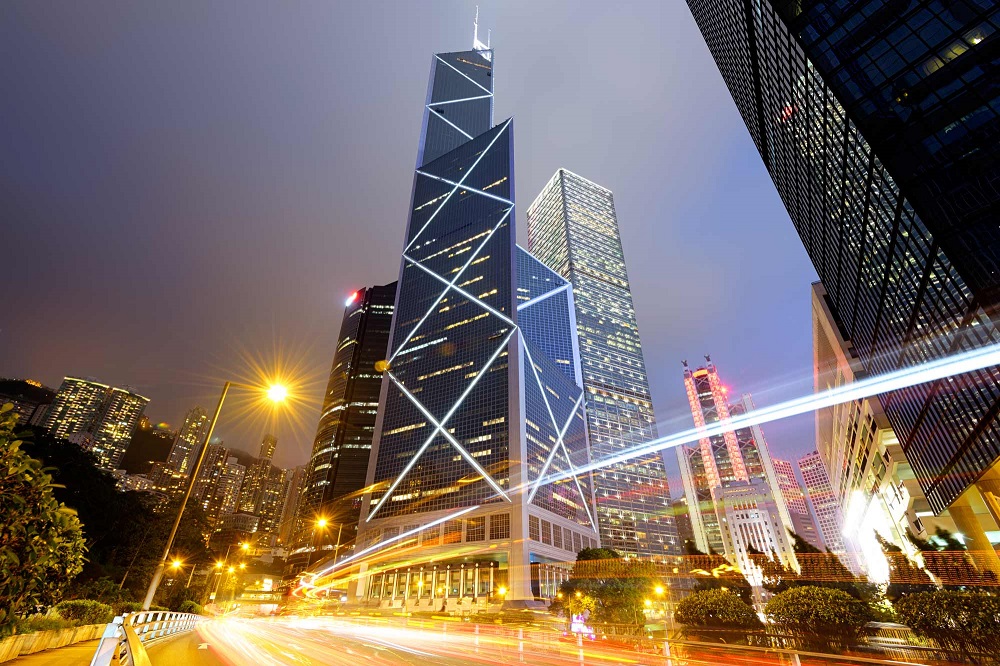 Night traffic view in Central Hong Kong