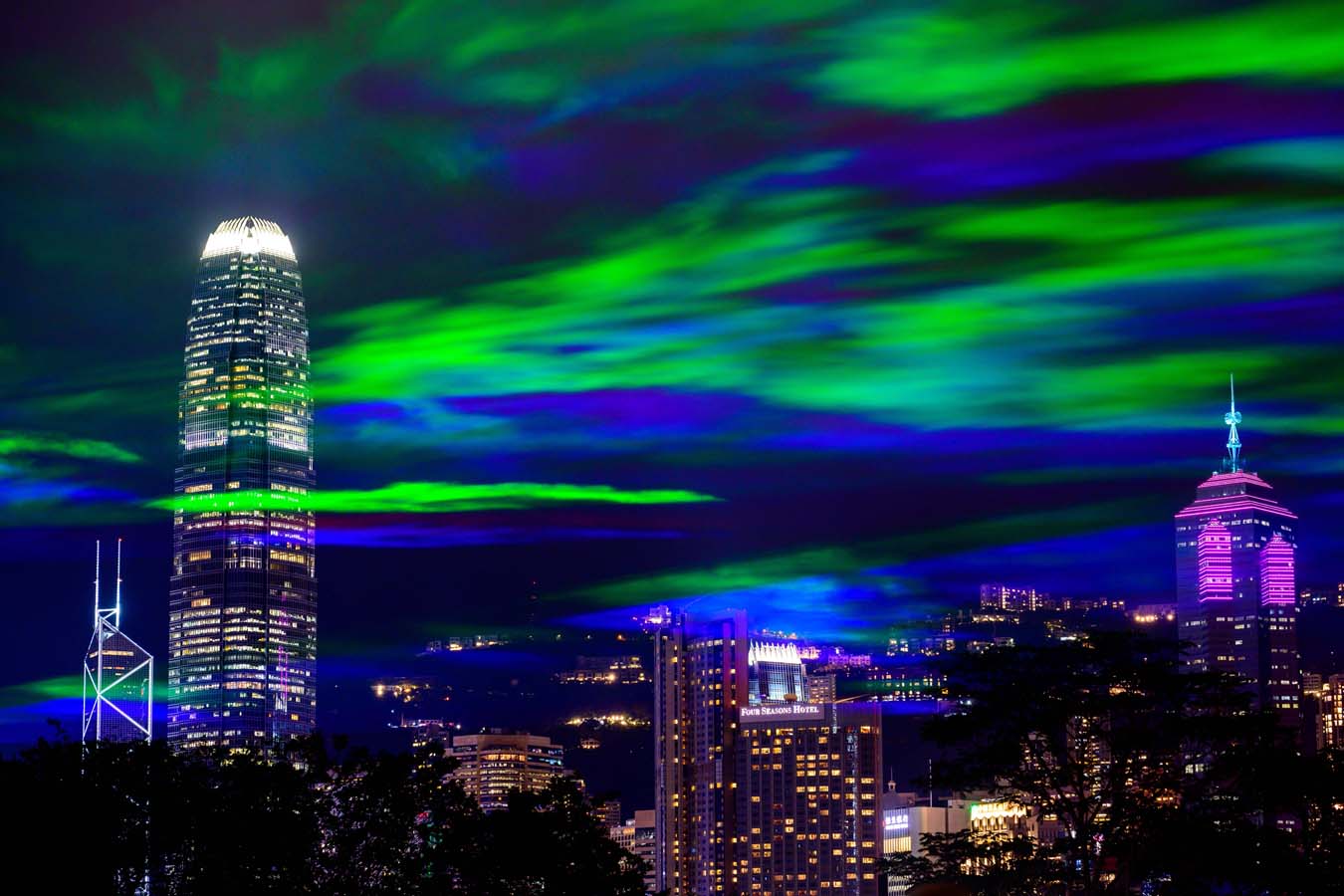 Northern Lights by Swiss artist Dan Acher at West Kowloon Cultural District (2023)